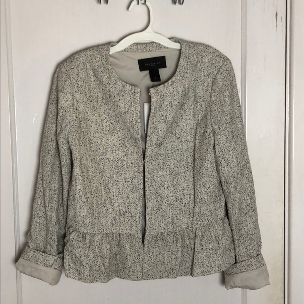 NWT Ann Taylor Factory ruffle tweed blazer
